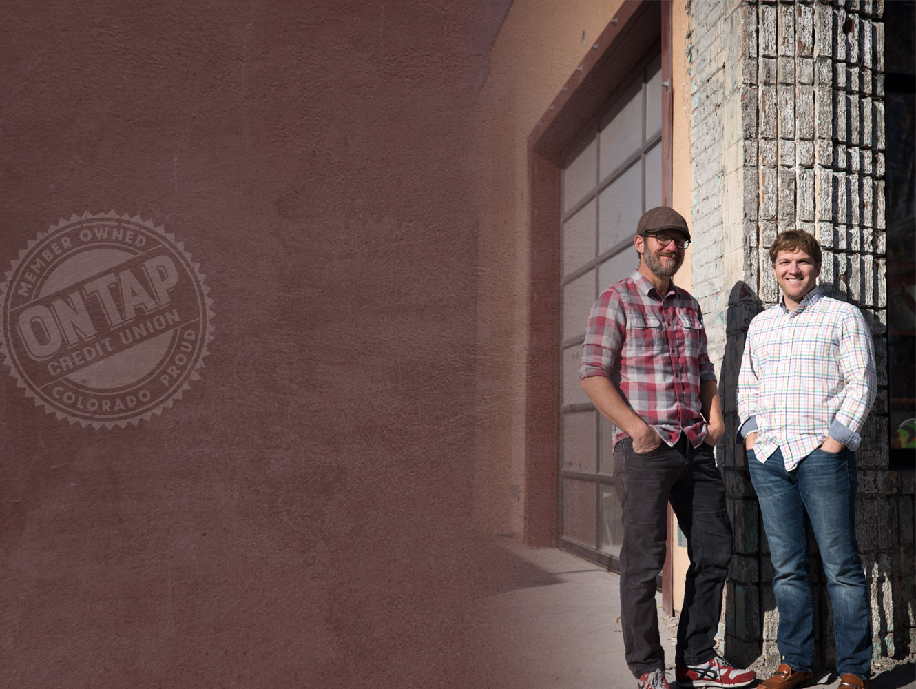 Two of the Long Table Brewing founders outside their tap house