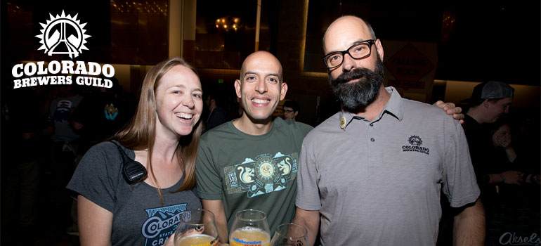 Three people from the colorado brewers guild