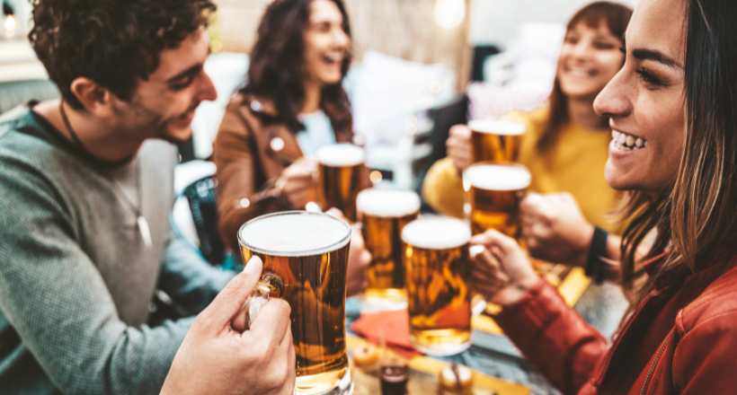 Young adults enjoying some beers