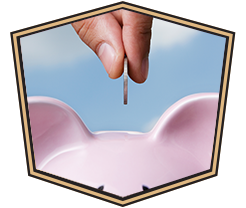 hand dropping coin in piggy bank